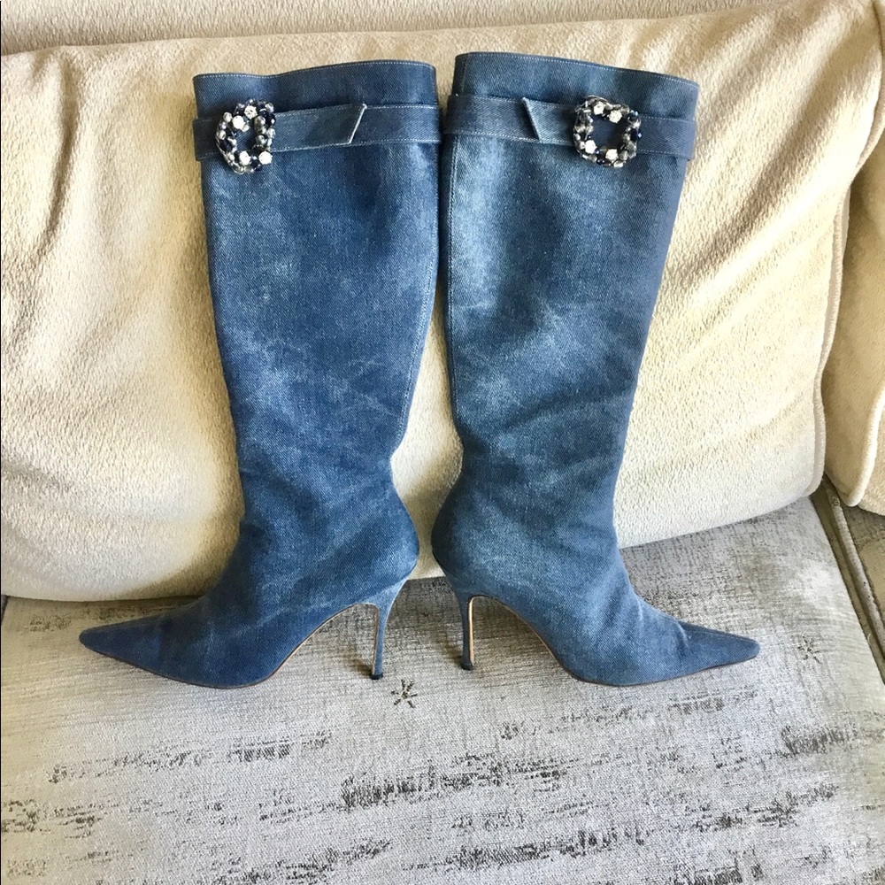 Comme La Garonn pair of denim boots. Made in Italy